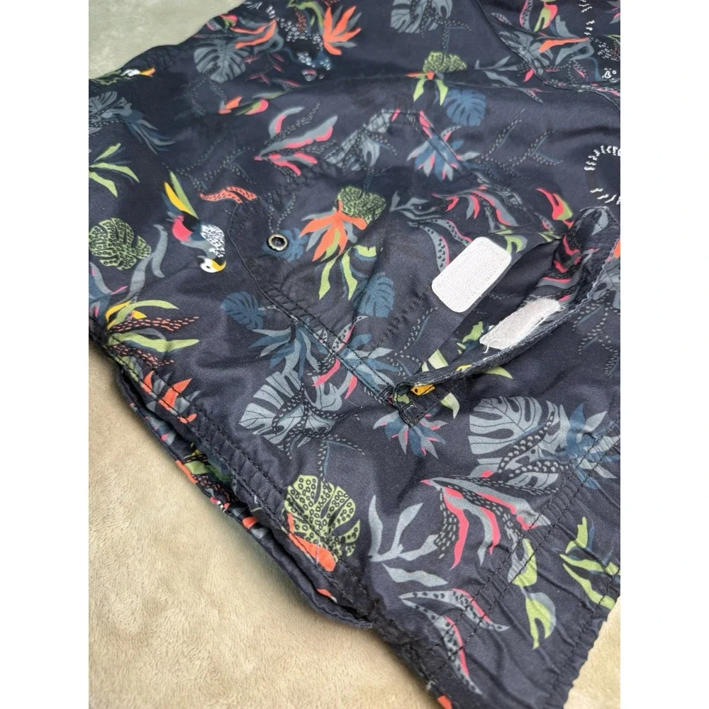 Molokai Surf Co Board Shorts Swim Trunks Size L Hawaiian Swim Trunks Parrot Navy
